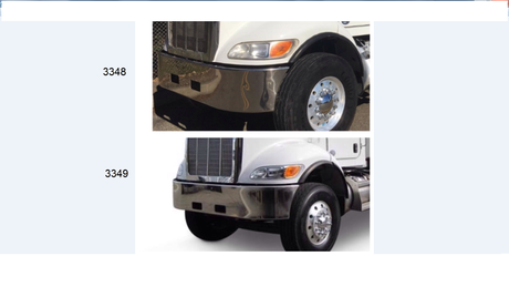 16" Steel Chrome Bumper for Peterbilt 348 - Big Truck Hoods