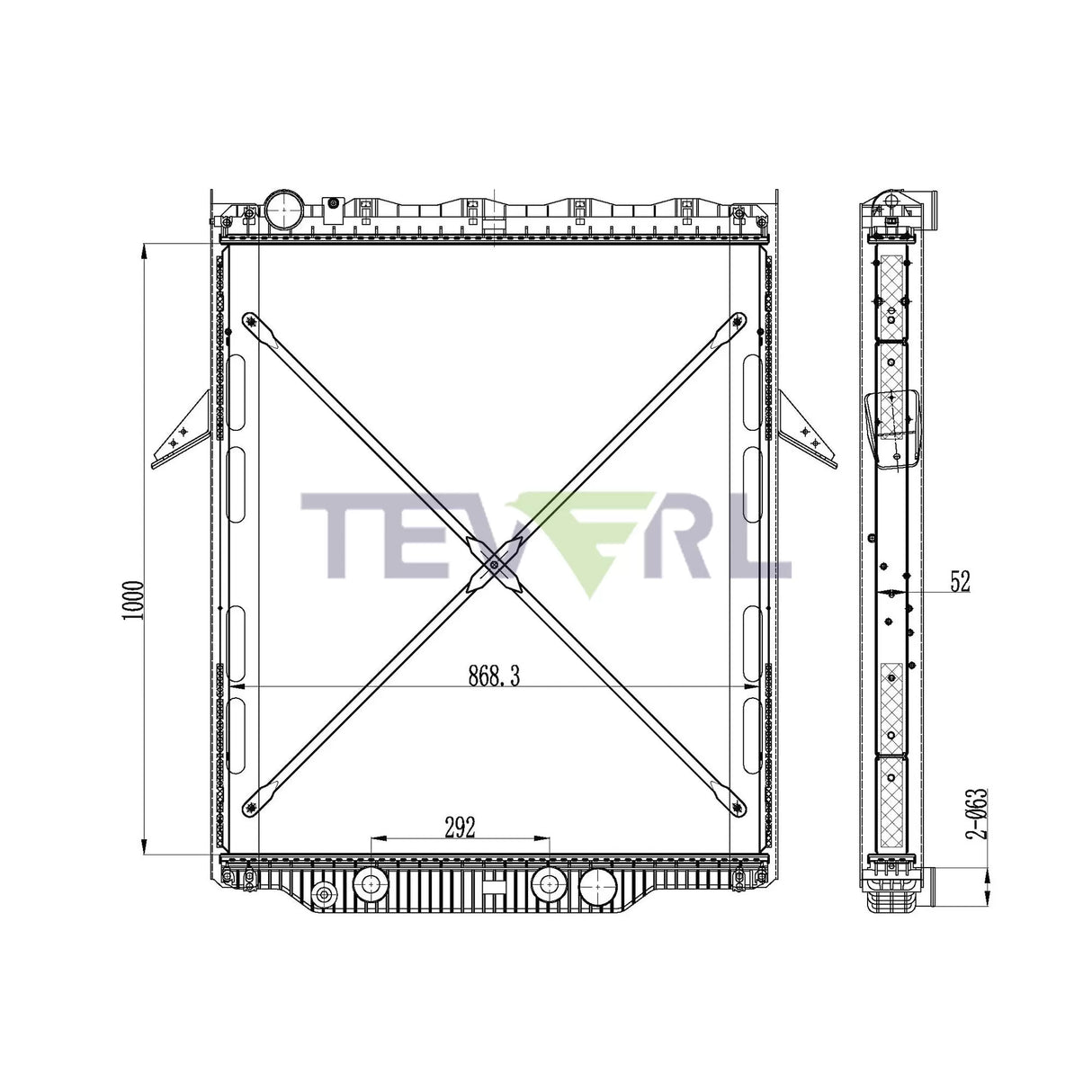 Mack CHU / CHN / GU Granite & Volvo VHD Radiator w/ Frame | 2008-2014 | HDC010986PA