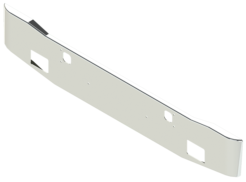 Aftermarket Chrome Steel Bumper, Fits Kenworth W900B with Fog Light Cutouts