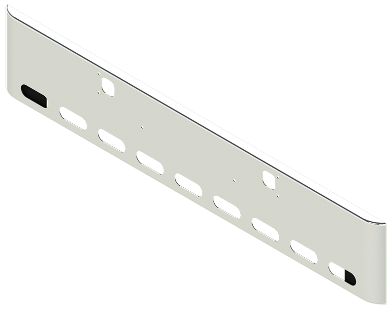 9 oval cutouts, 18" Steel Chrome Bumper