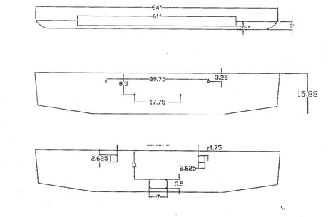 Aftermarket Chrome Steel Bumper, Fits Kenworth W900B With Fog Light Cutouts