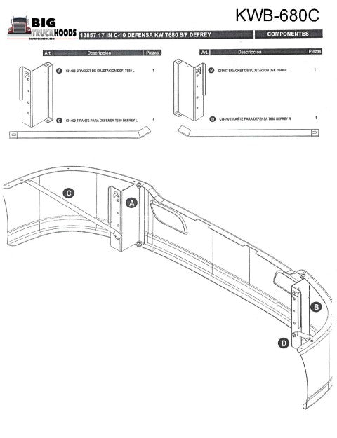 DuraBuilt Kenworth T680 Steel Chrome Bumper | 17" W/Tow Holes | KWB-680C