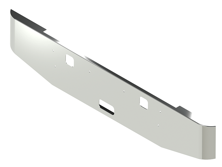 Valley Chrome Steel Bumper, Fits Kenworth W900S Without Fog Light Hole Cutouts (custom)