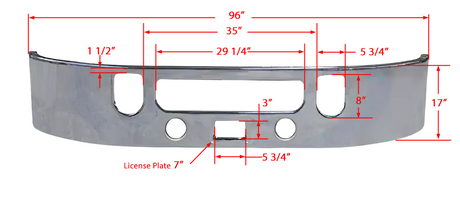 Mack Vision CXU Pinnacle Steel Chrome Bumper w/Tow Holes & Fogs 2006 & Up
