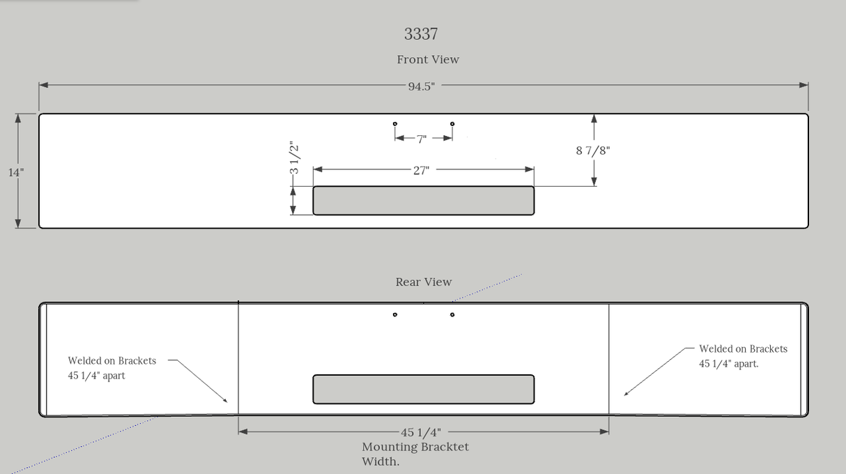 14" Steel Chrome Bumper for Peterbilt 337- Big Truck Hoods