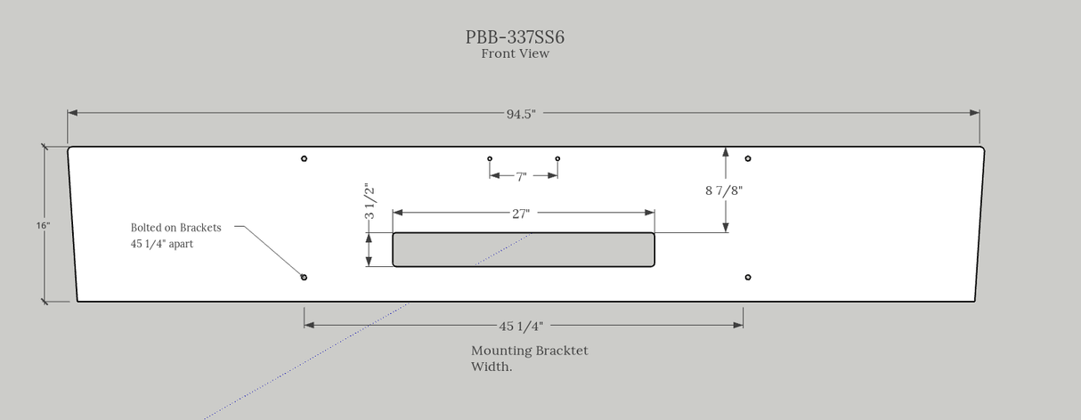 Durabuilt 16" Stainless Steel Bumper for Peterbilt 337