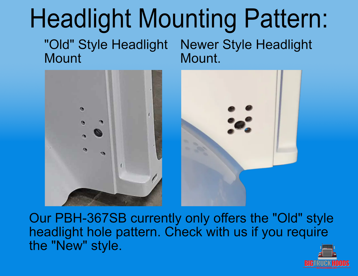 DuraBuilt Peterbilt 367 Fiberglass Hood | Set Back Axle | Modified Design | PBH-367SB