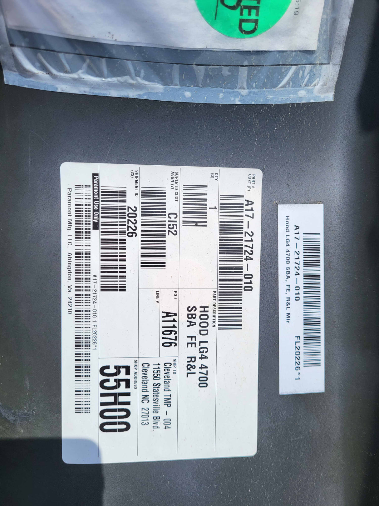 Western Star 47X SBA Hood, OEM Take-Off, U2302, A17-21724-010