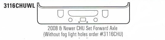 Mack CHU Set Forward Axle Bumper Steel Chrome 2008-Newer With Fog light Cut Outs
