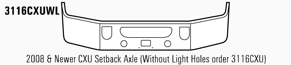 Mack CXU Set Back Axle Bumper Steel Chrome 2008-Newer 16 in.