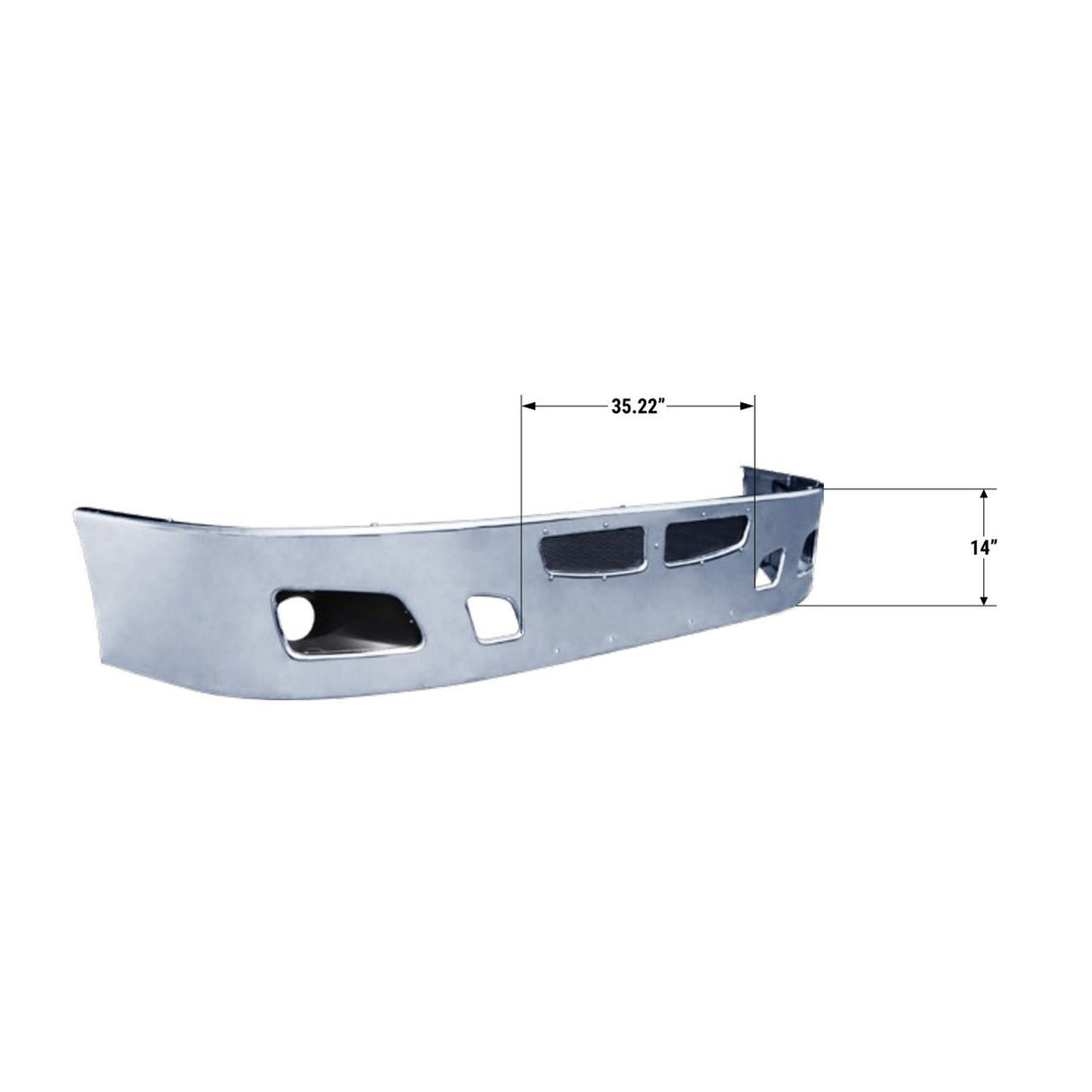 Durabuilt Stainless Clad Aero Bumper Fits Kenworth T-660 14 in. tall