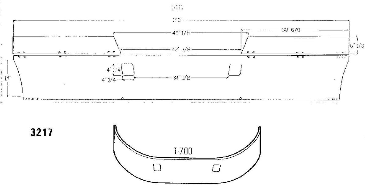Kenworth T-700 Steel Chrome Bumper - Big Truck Hoods