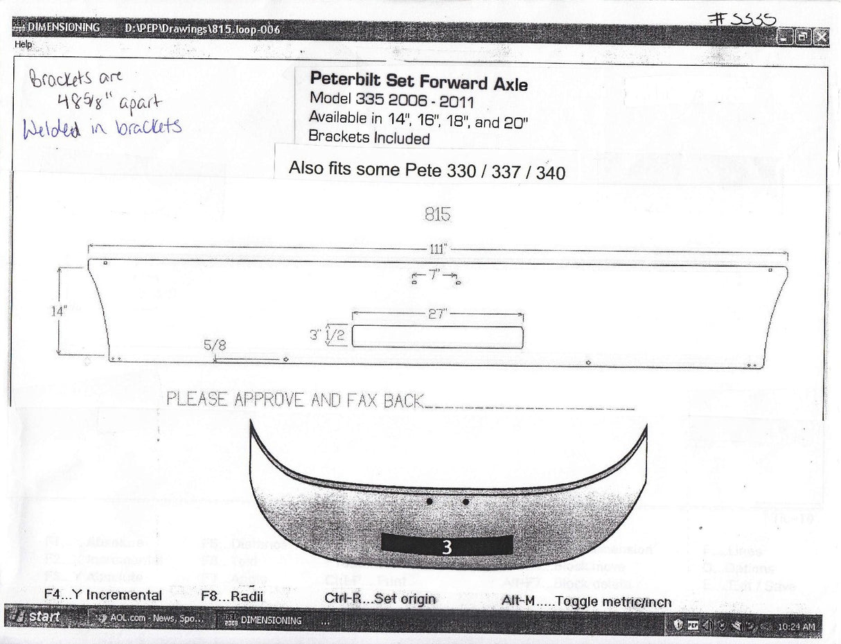 14" Steel Chrome Bumper for Peterbilt 335