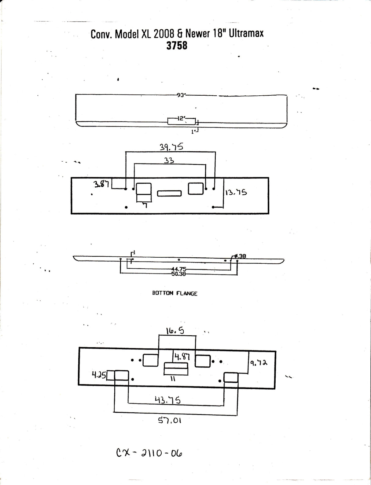 Freightliner Classic Bumper 18" Ultramax Without Fog Light Hole Cutouts