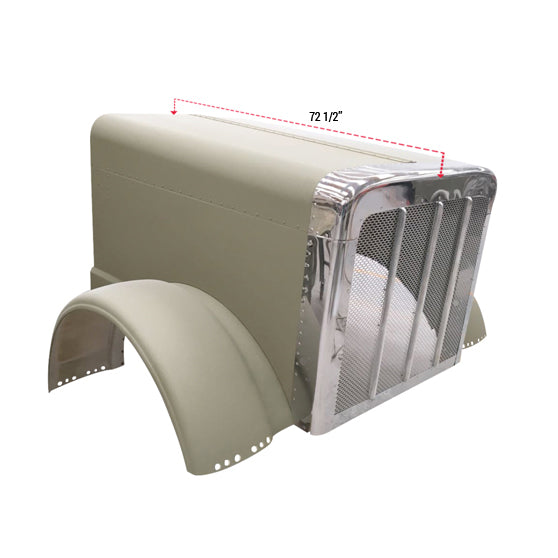 Durabuilt Ext. Aluminum Hood, SS Grill & Surround for Peterbilt 389