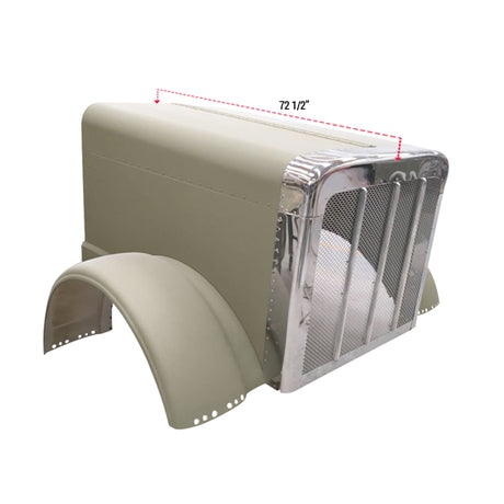 Durabuilt Ext. Aluminum Hood, SS Grill & Surround for Peterbilt 389