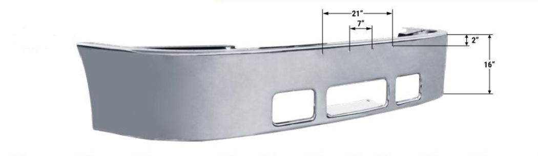 Peterbilt 387 Steel Chrome Bumper 1999 & Up W/Brackets - Big Truck Hoods