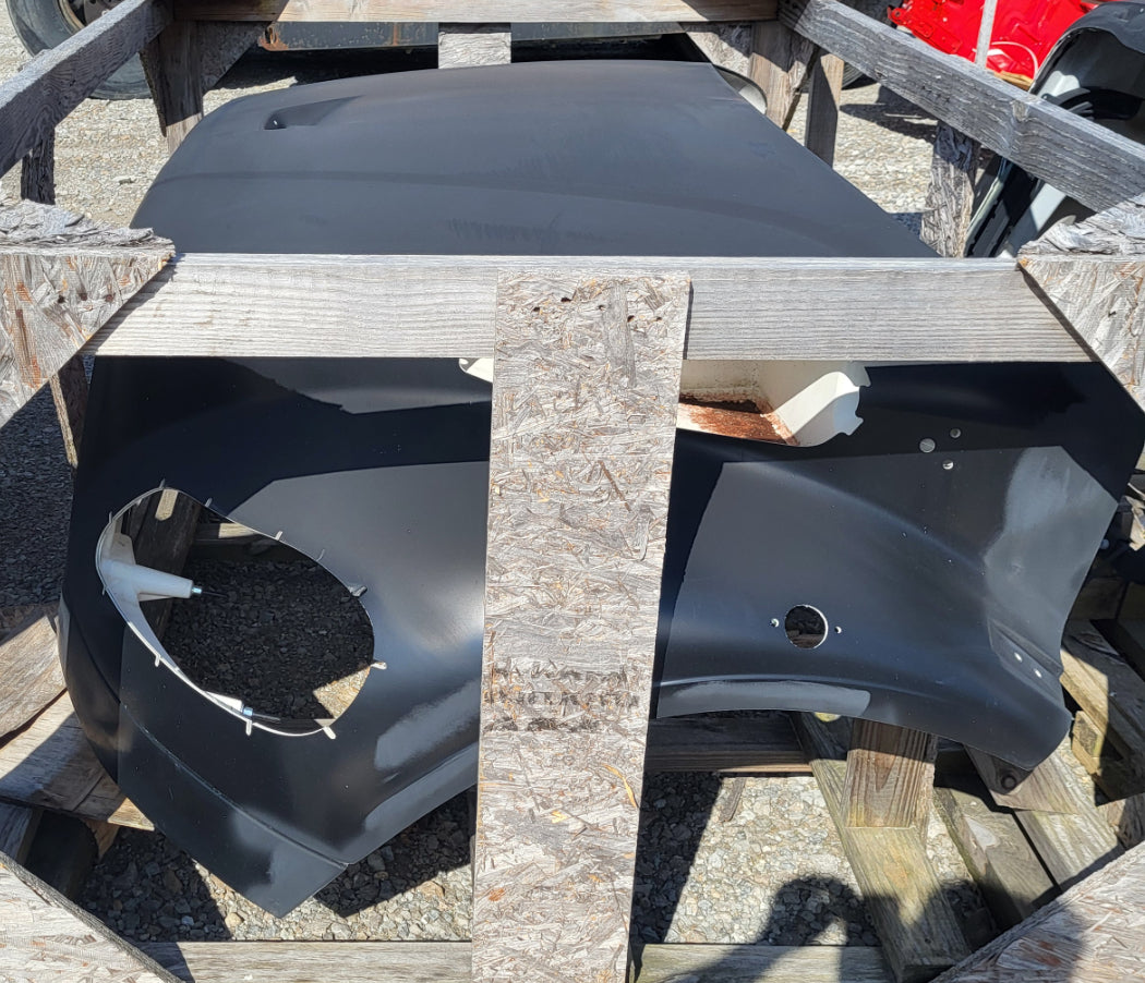 Freightliner M2 106 take-off hood with valance and bezel notches for headlight bezels.