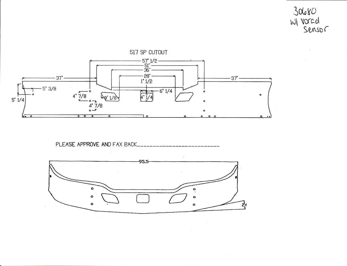 T-680 chrome steel bumper with radar cutout, print