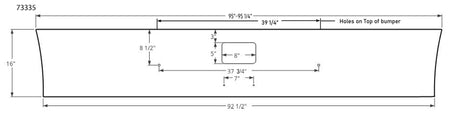 16" Steel Chrome Bumper with Small Tow Pin Hole for Peterbilt 335 | Big Truck Hoods