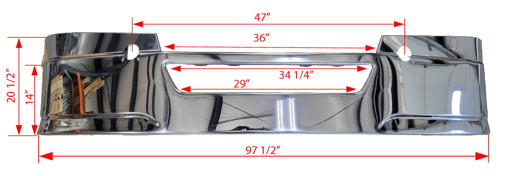 DuraBuilt Freightliner New Cascadia Stainless Steel Clad Bumper 2018- Up W/ Fog Light Cut Outs