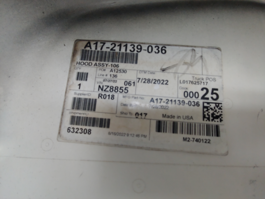 Freightliner M2 106 Hood Take off Hood, A17-21139-036, Cosblem OEM