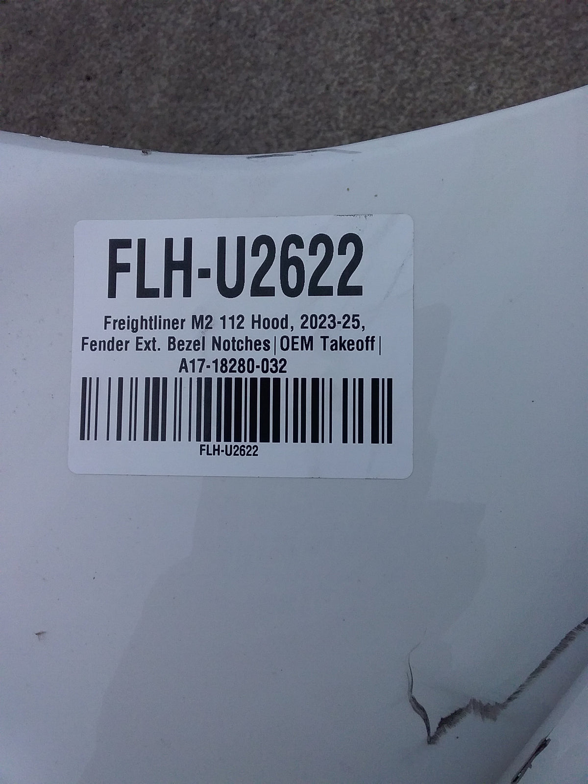 Freightliner M2 112 Hood, 2023-25, Fender Ext. Bezel Notches|OEM Takeoff| A17-18280-032