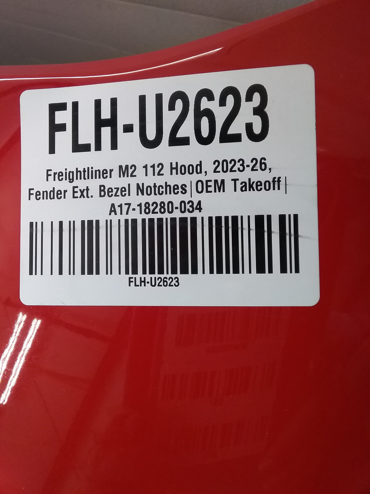 Freightliner M2 112 Hood, 2023-26, Fender Ext. Bezel Notches|OEM Takeoff| U2623 | A17-18280-034