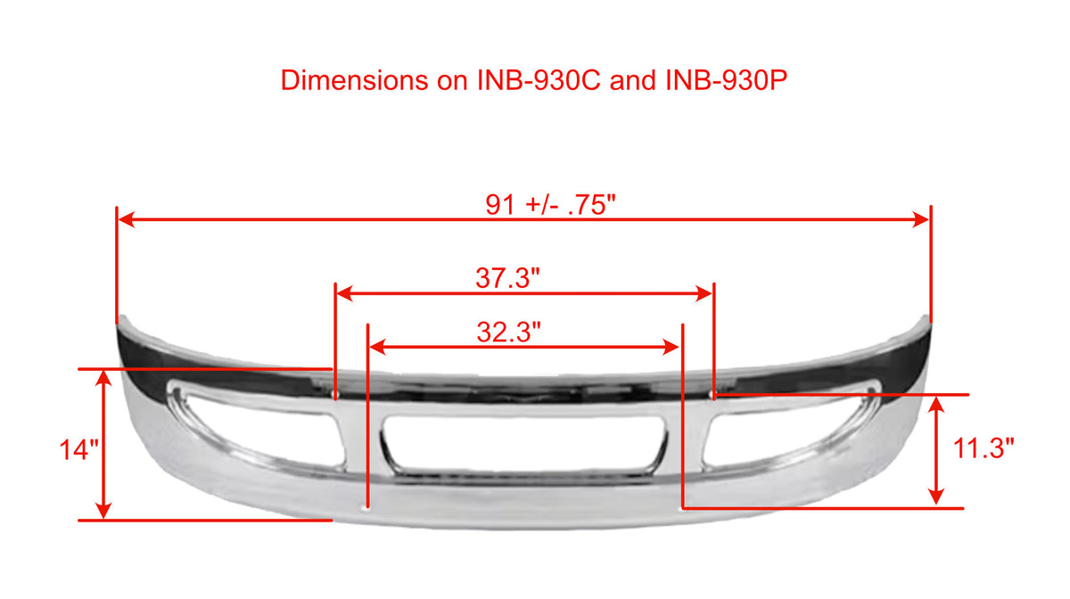 A chrome bumper for International 4300 / 4400 / 8600 / MV607 trucks