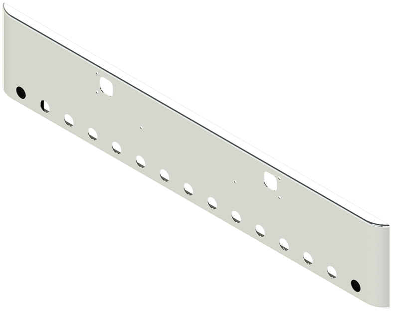 200596 Kenworth W900 Aftermarket Chrome Bumper, 200597, 15 round light cutouts ...