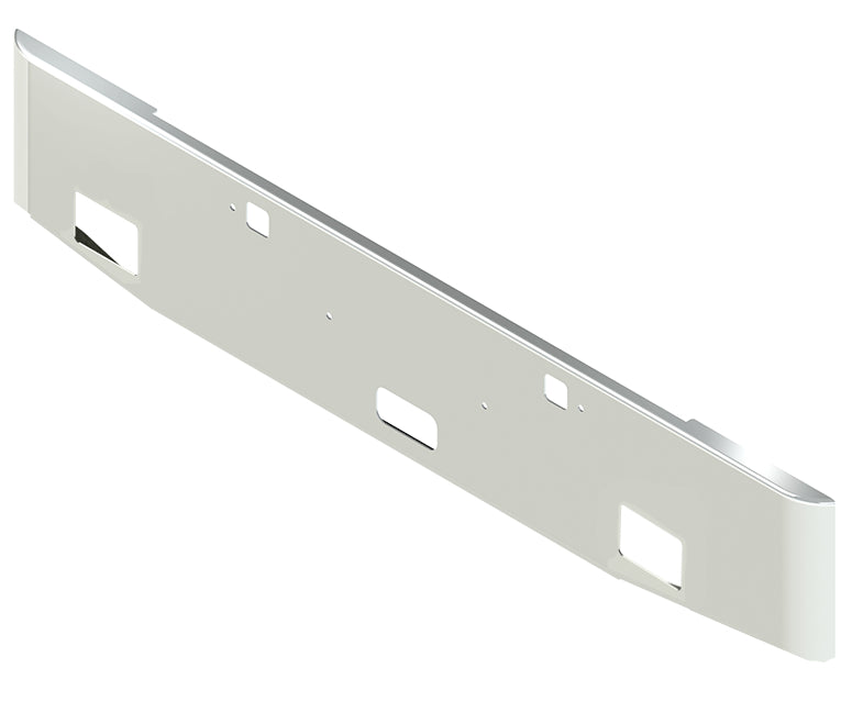Aftermarket Chrome Steel Bumper, Fits Kenworth W900B With Fog Light Cutouts