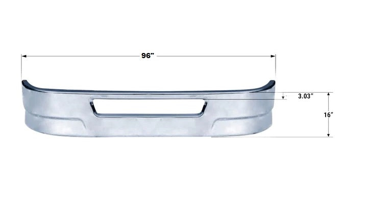 Durabuilt Chrome Steel 16" Bumper, Fits Kenworth T-270 & T-370 Cosblem