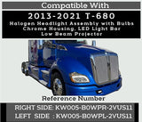 Eagle Eyes Headlight, Fits Kenworth T680 Chrome Projector Headlights Left Side, KW2502102