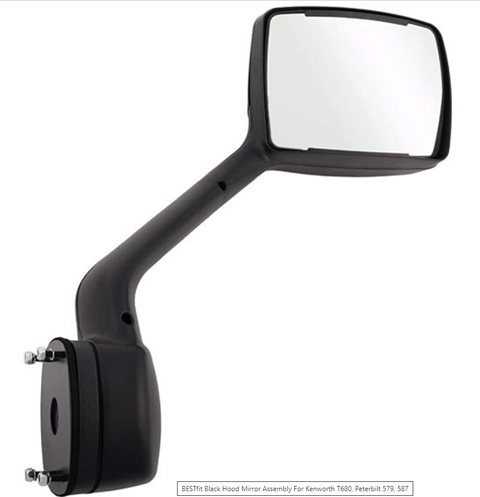 Kenworth T680 T880 / Peterbilt 579 587 Black Hood Mirror