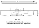 Peterbilt 379 / 357 / 378 Steel Chrome Bumper Axle Forward Without Fog Light Hole Cutouts