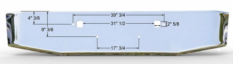 DuraBuilt Peterbilt 365 / 367 / 388 / 389 / 567 Stainless Steel Bumper | 16" Tapered & Rolled | No Fogs | PBB-870SS6TR4