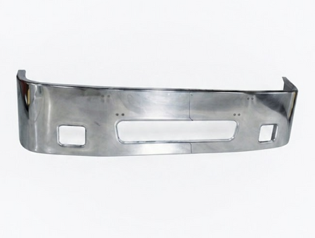 A curved metallic chrome trim piece with pre-drilled mounting holes, shown against a plain white background.