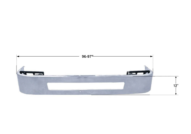 Parachoques de aluminio revestido Volvo VNL Gen 2 SS, 12 pulgadas de alto, sin niebla
