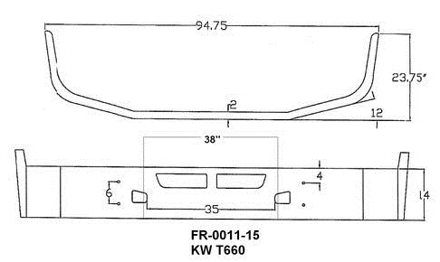 Aftermarket Chrome Steel Bumper, Fits Kenworth T-660