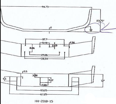 Peterbilt 377 Steel Chrome Bumper With Fog Light Hole Cutouts