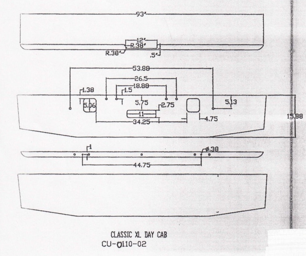 Freightliner Classic Steel Chrome Bumper Tapered Ends 1984-Later Without Fog Light