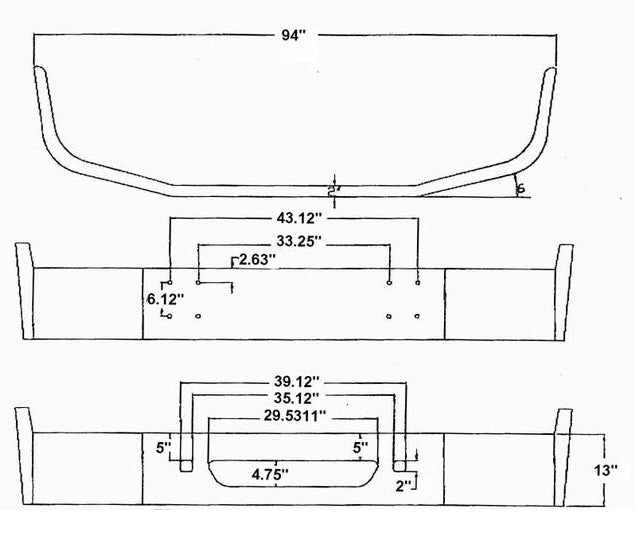 International 9100, 9200 & 9400 Series Bumper Steel Chrome (1997 & Newer) 3091