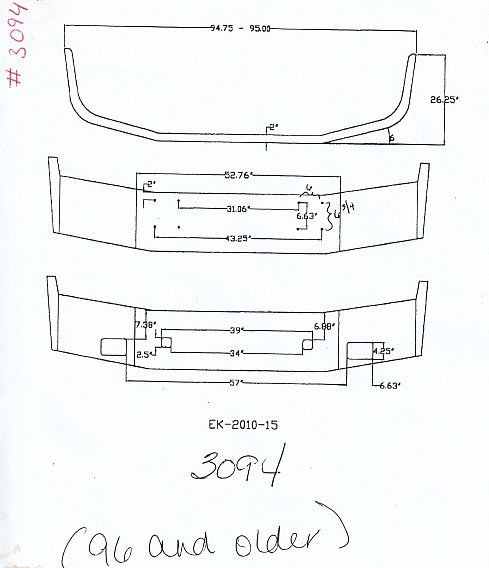 International 9200 / 9400 Steel Chrome Bumper With Fog Light Hole Cutouts (1996 & Older)