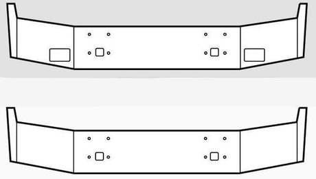 International 9200/9400 Steel Chrome Bumper Without Fog Light Hole Cutouts (1996 & Older) - Big Truck Hoods