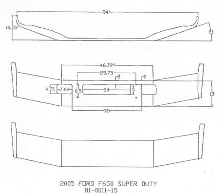 Ford F-650 F-750 F-850 Steel Chrome Bumper