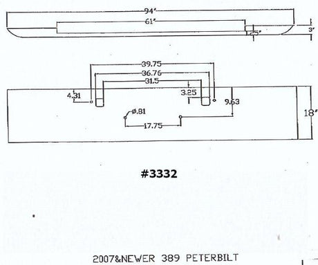 Peterbilt 389/388 Parachoques cromado de acero Ultramax de 18 pulg. *Imperfecciones cosméticas