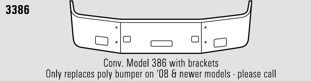 Peterbilt 386 Steel Chrome Bumper - Big Truck Hoods