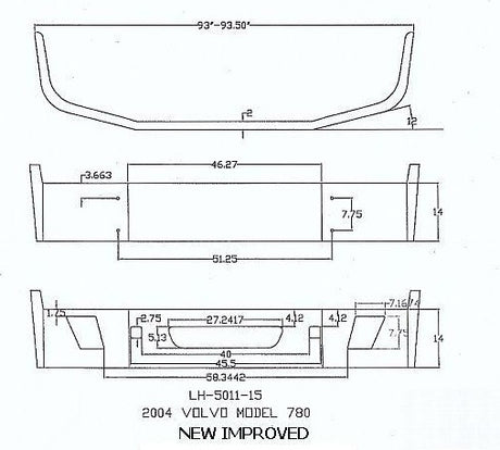 Volvo VNL Gen 2 Steel Chrome Bumper 14 in. Tall