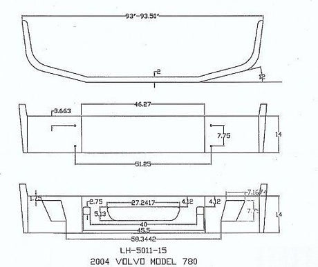 Volvo VNL Gen 2 Steel Chrome Bumper 14 in. Tall