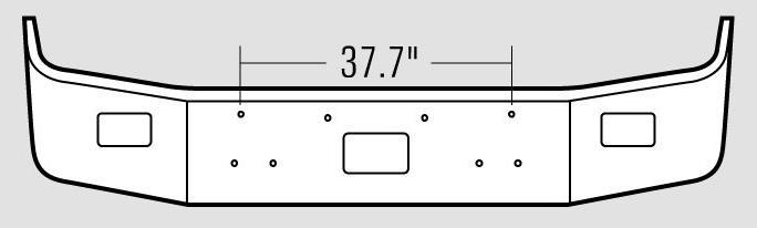 12" Steel Chrome Bumper With Fog Light Hole Cutouts for Peterbilt 377 - Big Truck Hoods